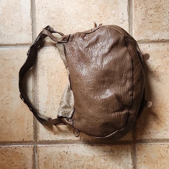 Abaco Jamily Python Snake Flap Bag - Brown - Picture 6 of 17